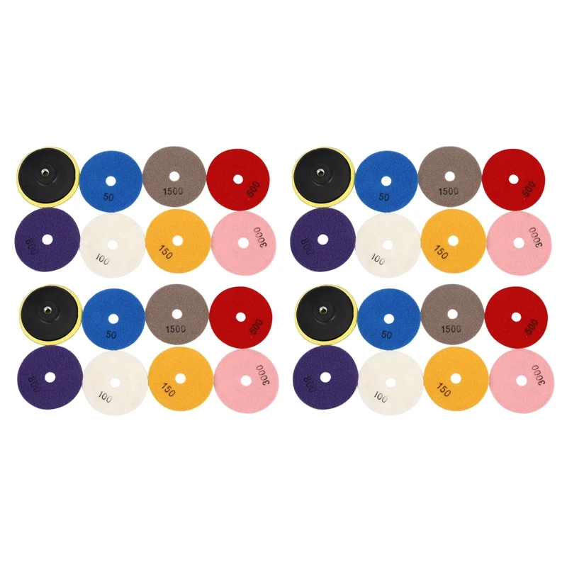 

32Pcs Diamond Polishing Pads 4 Inch Wet/Dry Set for Granite Stone Concrete Marble