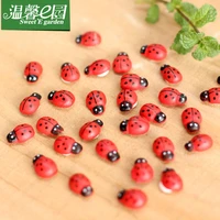 100pcs wooden ladybug simulated seven star ladybug bonsai decoration garden micro landscape garden decoration
