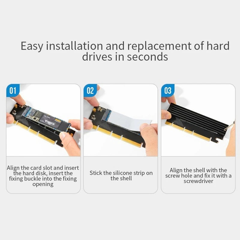 Адаптер Nvme Pcie 4.0 с радиатором 64 Гбит/с M.2 для SSD M Key/B&ampM Key