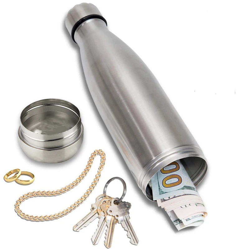 

750ml Safe Water Bottle Stainless Steel Bottle Vacuum Flask with Secret Stash Space Portable Cycling Sport Bottles Thermos