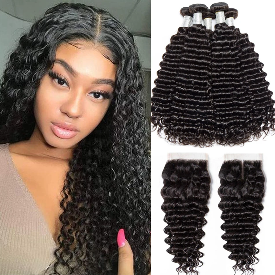 

Jessenia Hair 12A Indian Deep Wave Bundles With Frontal For Black Women High Quality 100% Virgin Human Hair Closure With Bundles