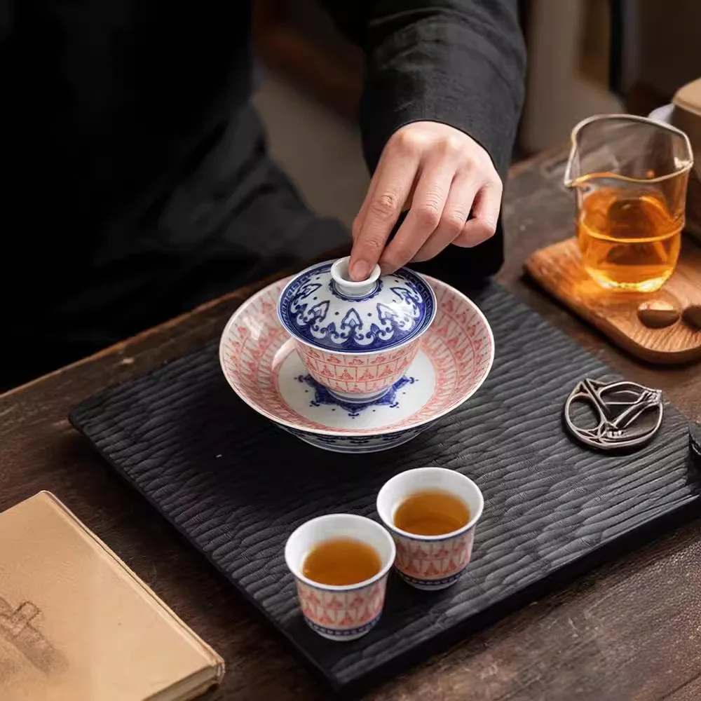 Цзиндэчжэнь керамический Ercai Tureen Dunhuang Тысяча Будды красный втирающий синий и