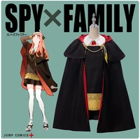 anime spy x family anya forger damian desmond cosplay costumes black dress pants cloak imperial scholar school uniform cape