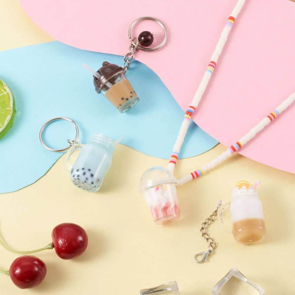 32pcs/Bag Imitation Bubble Tea & Ice Cream Resin Pendants Mixed Color for Cute necklace jewelry keychains DIY making decor