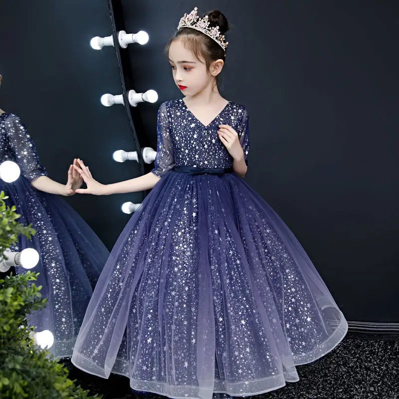 

Girls Dress Childrens High End Princess Dress Host Show Little Girls Birthday Party Flower Children Piano Performance Dress K118