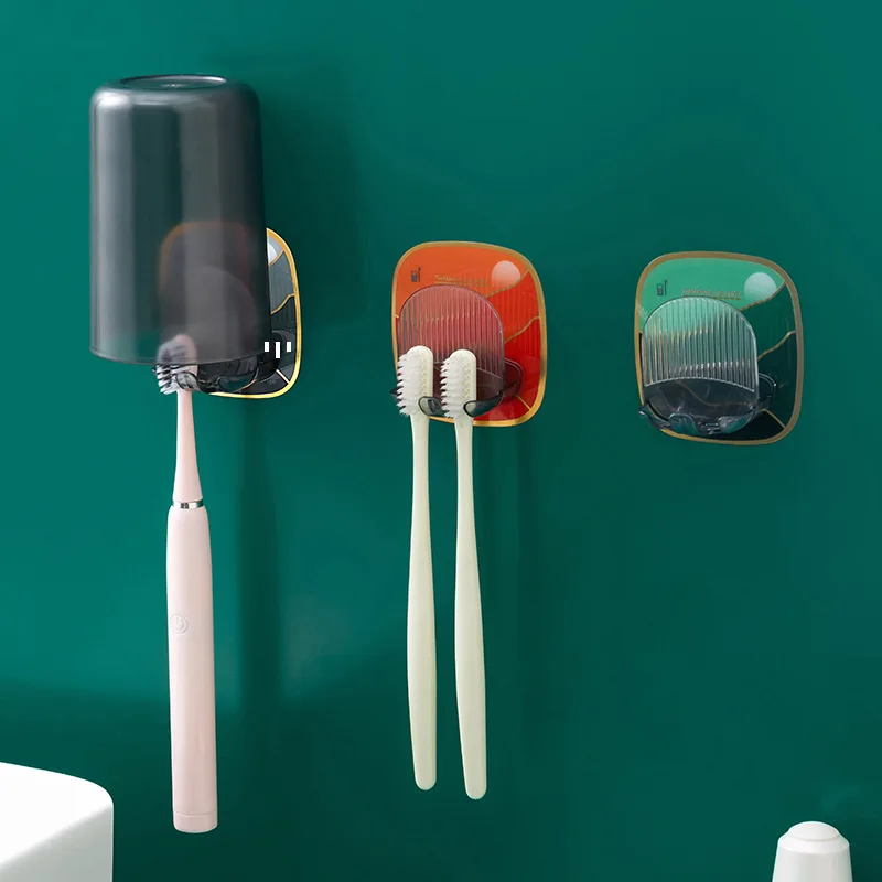 

Toothbrush holder bathroom punch-free mouthwash cup holder multi-function hook household bathroom accessories set storage bracke