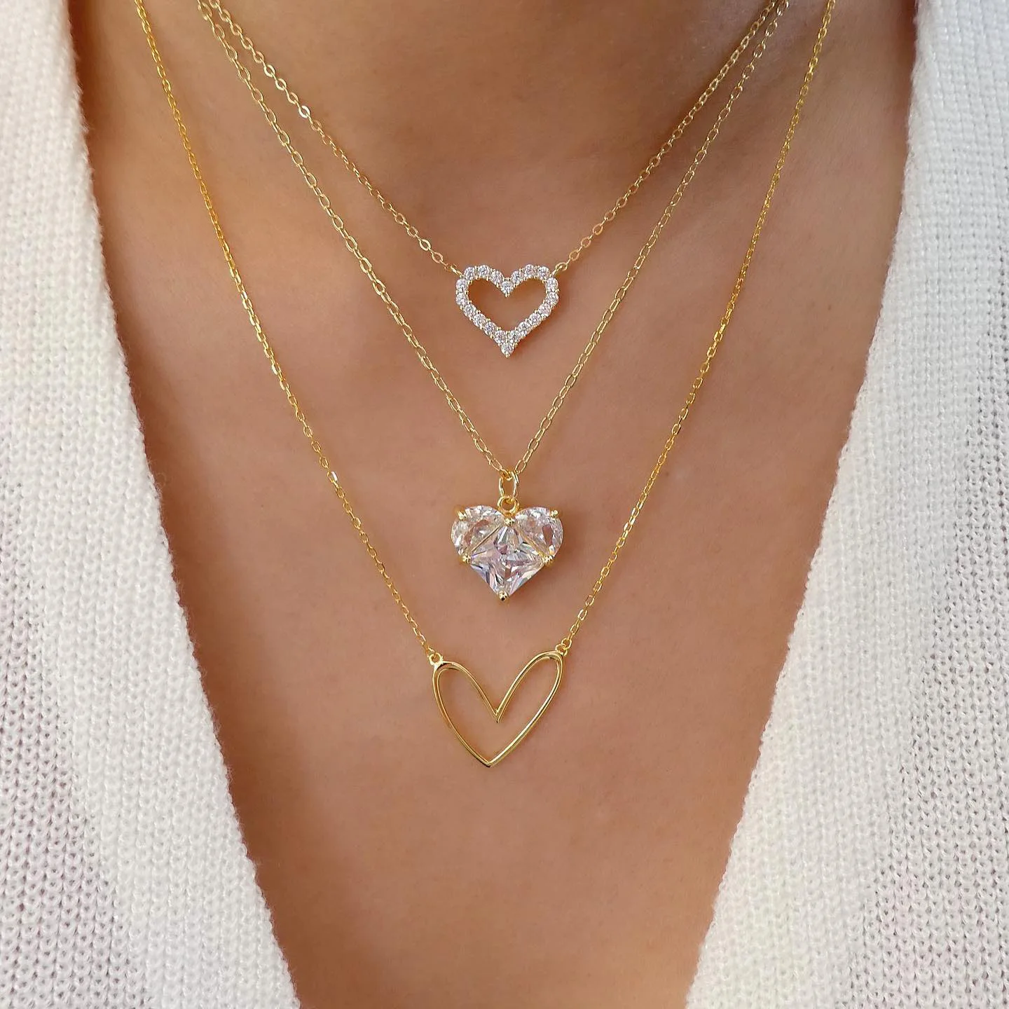 

2023 New Zirconia Heart Necklace Vintage Hollow Layered Stacked Snake Bone Chain Women Luxury Necklace for Women