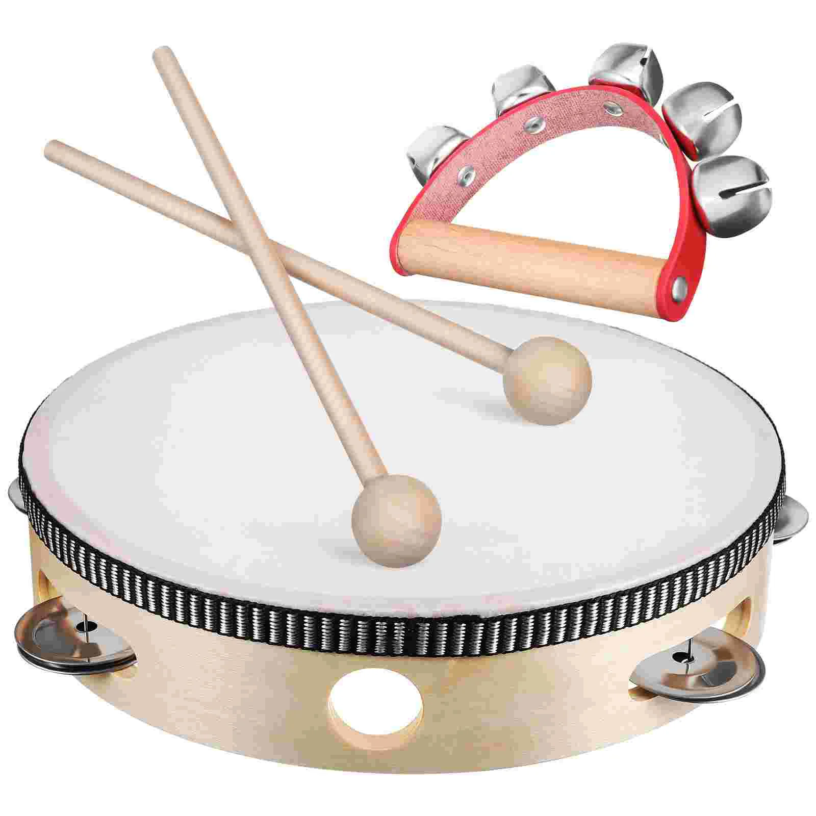 

Tambourine Drum Kit Panderetas Para Niños Mallets Hand Music Instruments Musical Tambourines