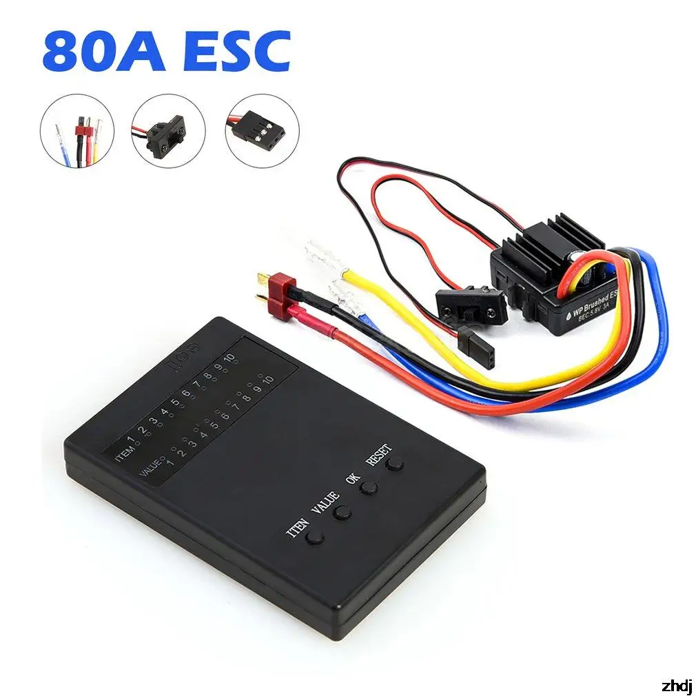 

80A ESC Brush Electronic Governor With Cable Climbing Car Programming Card Electronic Governor Accessories Suit Dropshipping