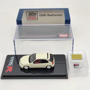 Imported Hobby Japan HJ642016W 1/64 for H~da Civic TYPE R (EK9) With Engine Display Model White Diecast Toys 