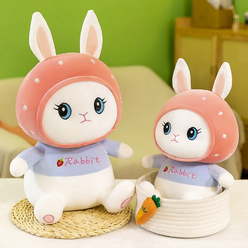 

Cartoon Strawberry Rabbit Plush Toy Doll Comfortable Sofa Cushion to Send Girlfriend Birthday Gift Soothing Pillow Decoration