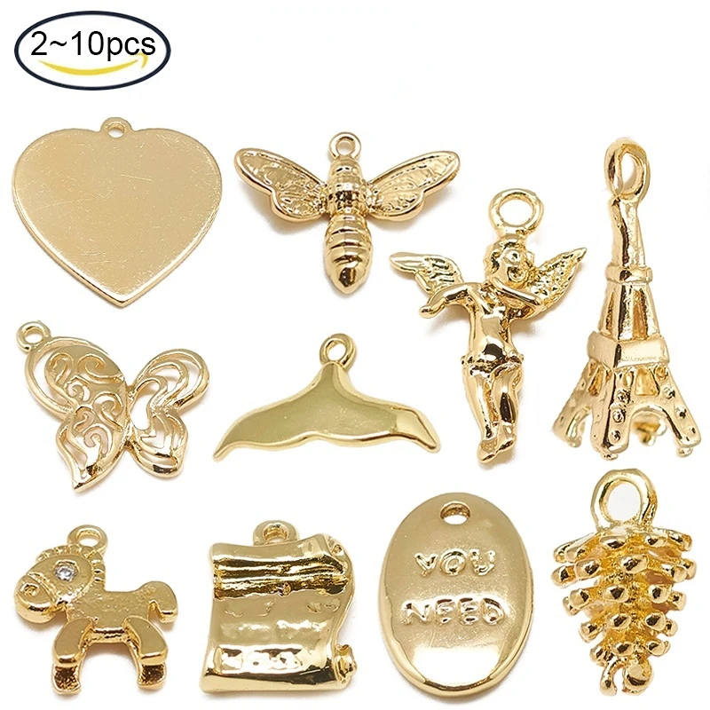 

NBEADS 2PCS Brass Charms Bee Real 18K Gold Plated 15x18x3mm Hole: 1mm