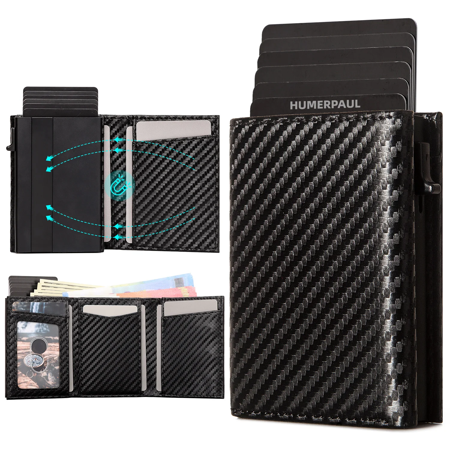 Мужской бумажник с отделением для монет и банкнот