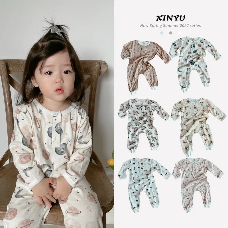 

Baby Romper Onesie Ins Boy Girl Baby Cotton Printing Long-sleeved Romper 2022 Spring Newborn Trousers Outing Clothes