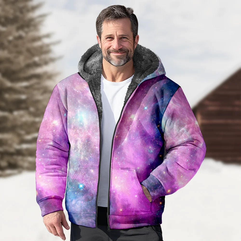 Мужские зимние куртки пальто хлопковая одежда со звездным небом классический