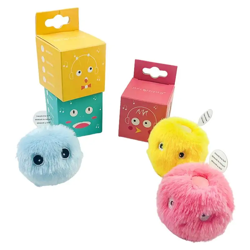 

Smart Fluffy Plush Cat Ball Toys Interactive Chirping Balls Cat Kicker Toys Animal Sounds Fun Kitten Toys