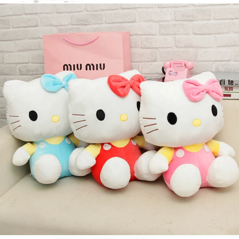 

Kawaii Sanrio, Hello Kitty плюшевые милые игрушки-кошки, куклы, мягкие строительные игрушки для детей, Рождество, день рождения, праздничный подарок