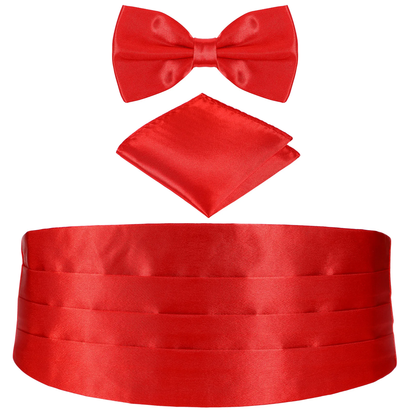 

3 Pcs Men's Pocket Handkerchief Cumberbund Red Mens Tie Shirt Stain Cummerbund Bow Set， Man Gold