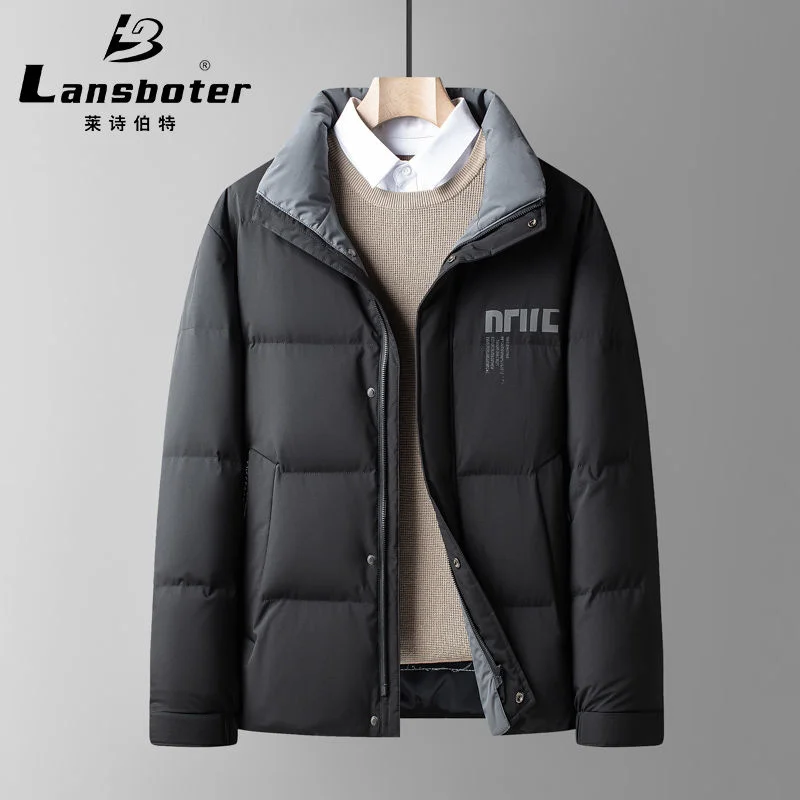 

Осенне-зимняя ветрозащитная куртка с отложным воротником для молодых мужчин, утепленный короткий стиль, простой, устойчивый к холоду