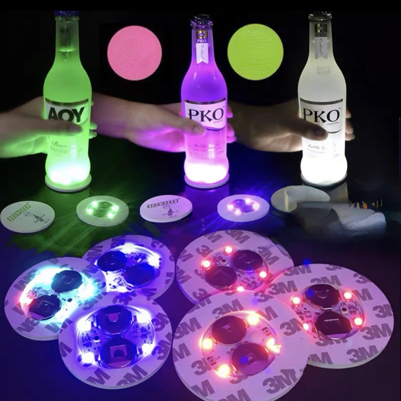 

LED luminous cup sticker, colorful sparkling bottle sticker, luminous coaster, cup sticker, bar and nightclub luminous props