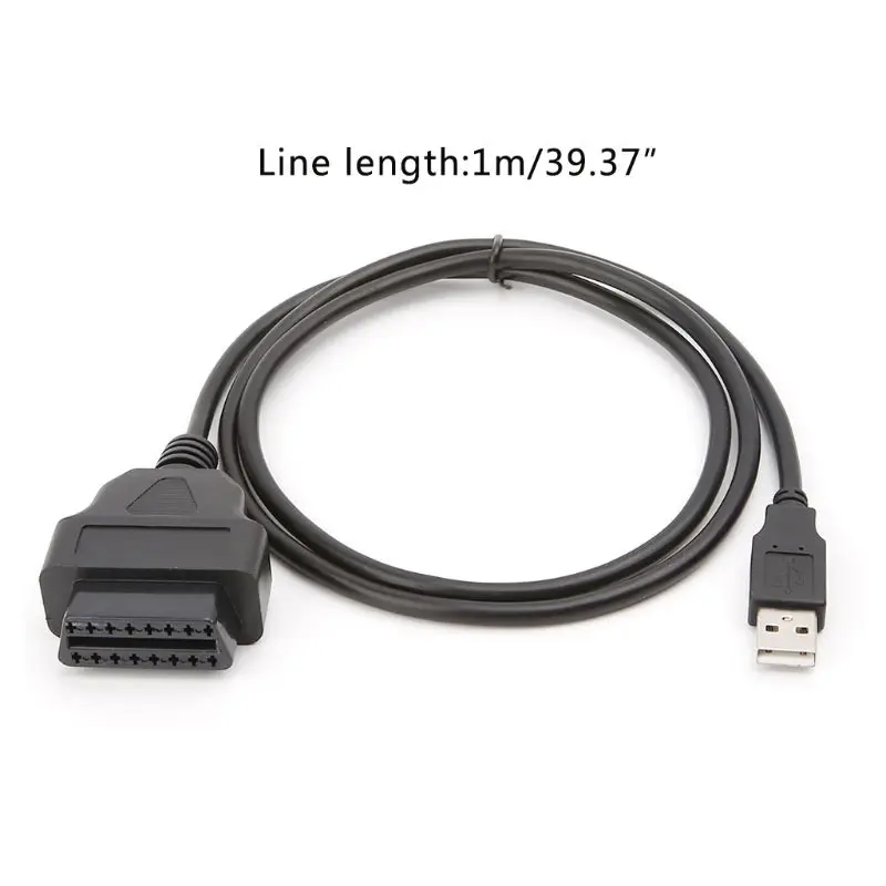

16-контактный разъем OBD2 для USB-порта, адаптер для зарядного устройства, кабельный разъем, диагностический инструмент