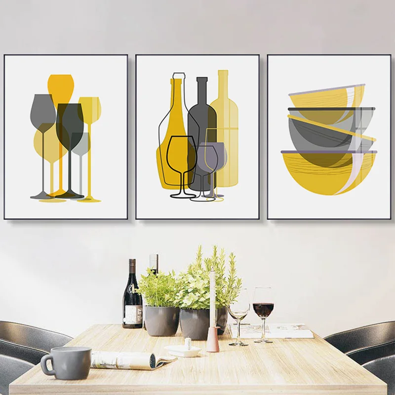 

Glass Tableware Modern Decorative Canvas Painting Wall Art Poster Living Room Bedroom Dining Room Home Decor