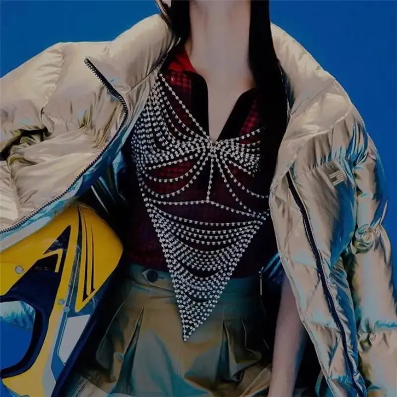 

Роскошный многослойный бюстгальтер Стразы модный роскошный женский ночной клуб пикантный бикини цепочка для тела Блестящий Кристалл слин...