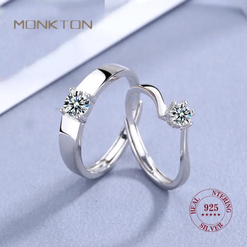 

Роскошное корейское кольцо Monkton с цирконом для женщин и мужчин, регулируемое Открытое кольцо из стерлингового серебра 925 пробы
