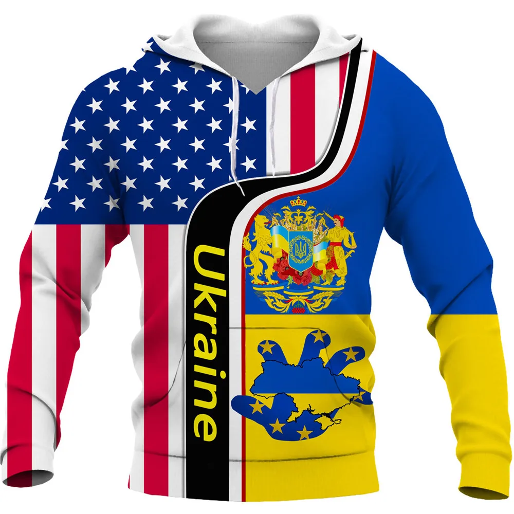 

Spring Autumn Men's Hoodie 3D Ukraine National Emblem Men's Youth Coat Street Sweatshirt Clothing Men's Oversized Hoodie