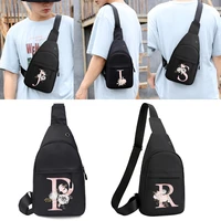 fashion pink flower print chest bags canvas shoulder bag chest pack sports crossbody bag for men 2022 waist pack women handbags
