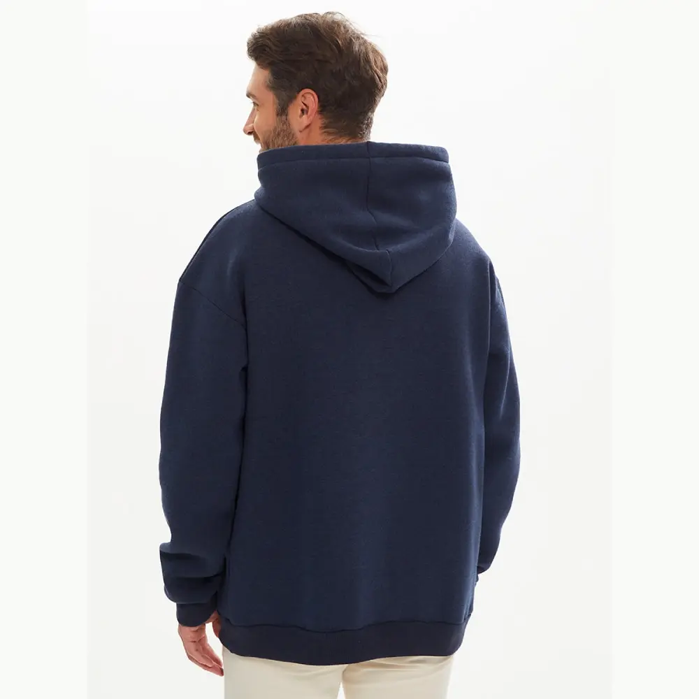 Jonquil Худи мужское &quotСиний меланж&quot с капюшоном (искусственный мех) умеренный