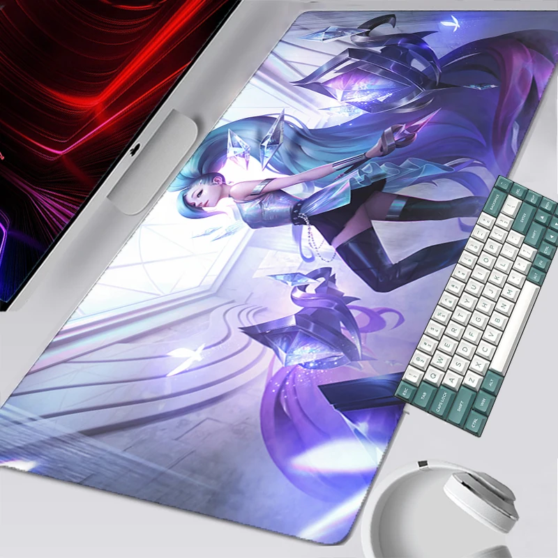 

Игровой коврик для мыши Xxl 900x400, игровые коврики Seraphine LOL, коврик для клавиатуры, аксессуары для ноутбука и ПК, противоскользящий крутой коври...