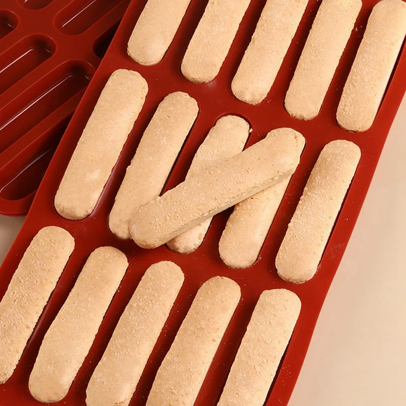 Tiramisu Finger Biscuit Silicone Mould 15 Cavities Cereal Bars Baking Chocolate Bar Mold Long Strip