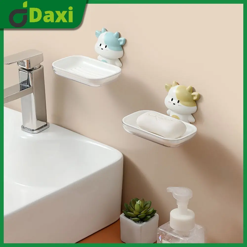 

Plastic Soap Dish Cartoon Durable Storage Box Simple Non-punch Drain Rack Wall Hanging Soap Box Anti-skid Firm Soap Rack Cute