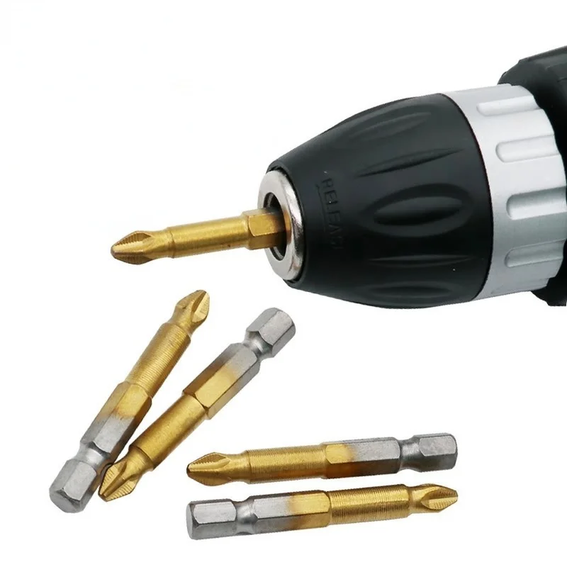 

5pcs Anti Slip Electric Screwdriver Bits 1/4"Hex Shank Titanium Coated Screwdriver Bits PH2 Magnetic Electric Screwdriver Bit