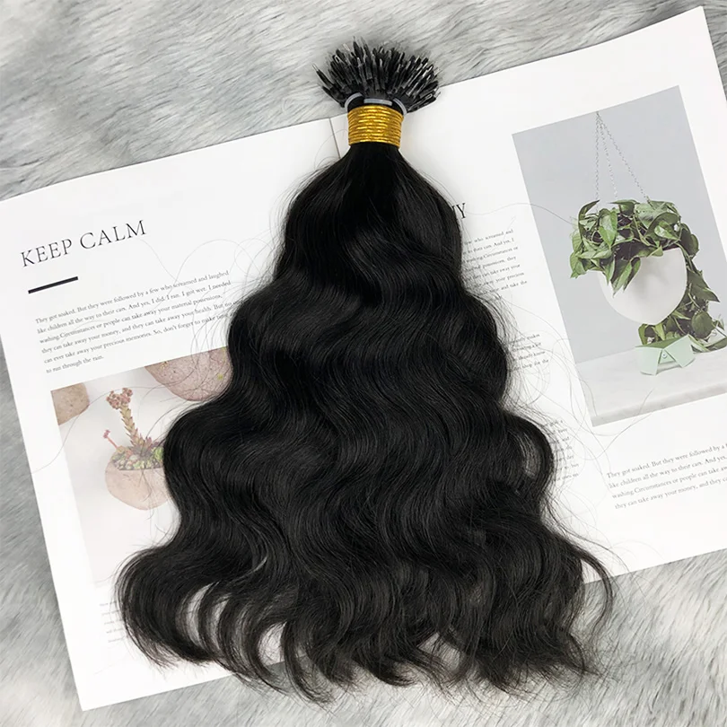 

Brazilian Remy Human Hair Wavy Nano Ring Extensions 100 Strands Micro Beads Hair 100 Pieces 1g/s For Salon