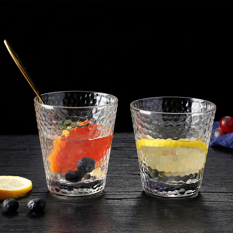 Стеклянный Стакан KLP С Молотковым Узором - Прочная Термостойкая Чаша Для