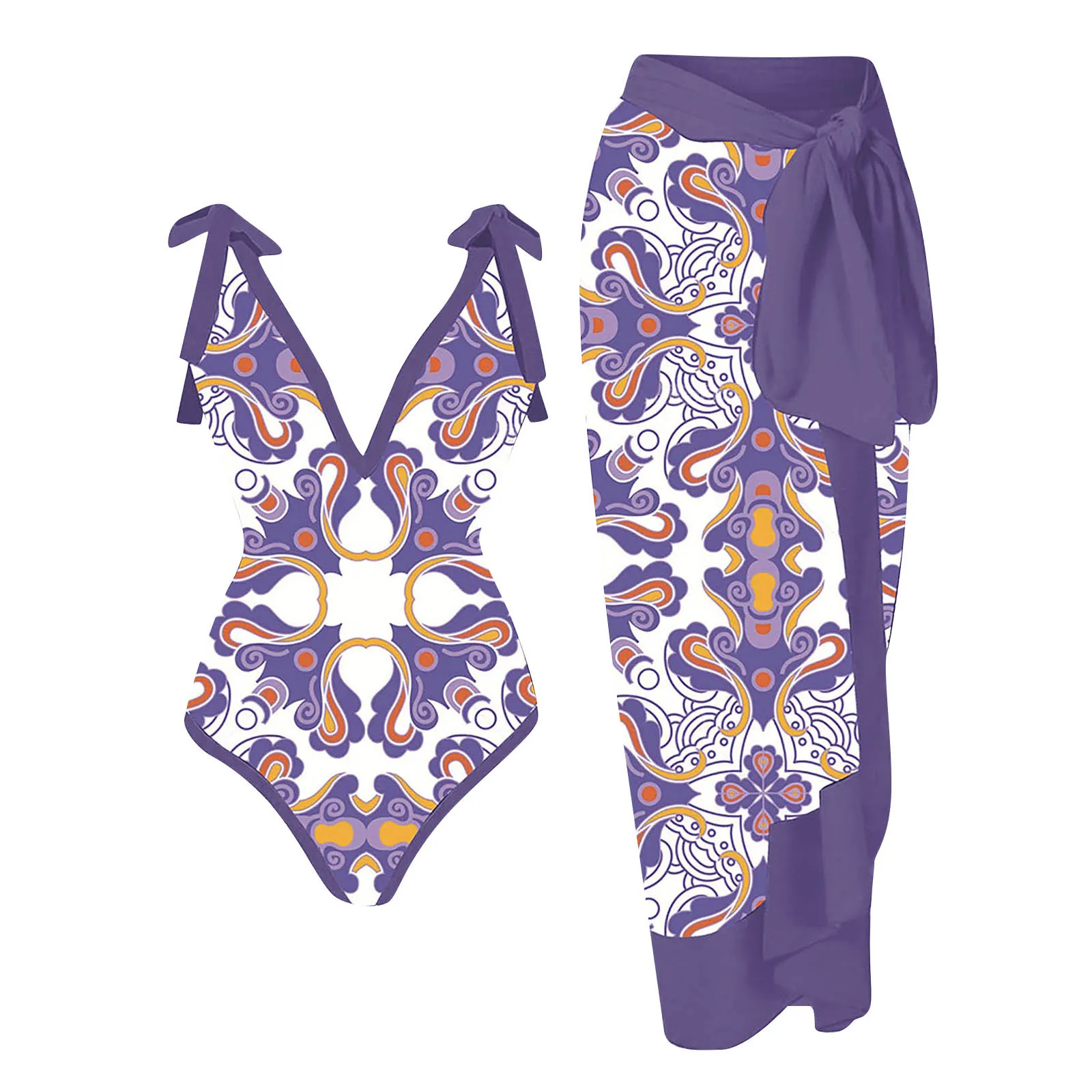 

Sexy Bikini 2023 Women Vintage Brazilian Bikinis French Vintage Sexy Two Piece With Print Swimsuit Long Skirt Set Bathing Suits