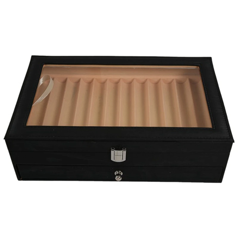

Wooden 24 Pen Storage Box Glass Pen Display Box With Lid Storage Box Top Glass Window Pen Collection Display Box