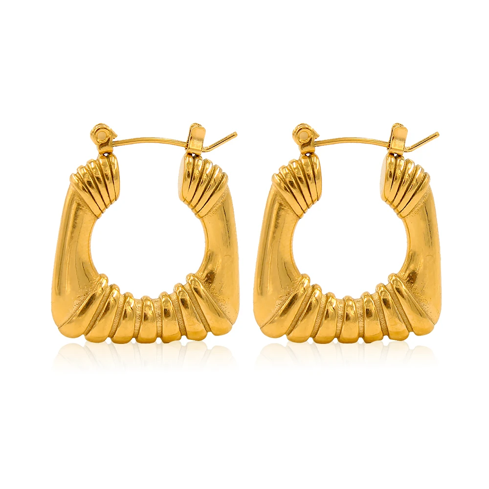 

Stainless Steel Golden Square Huggie Earrings Minimalist Metal Waterproof Unusual Jewelry for Women серьги женские Gift YS262