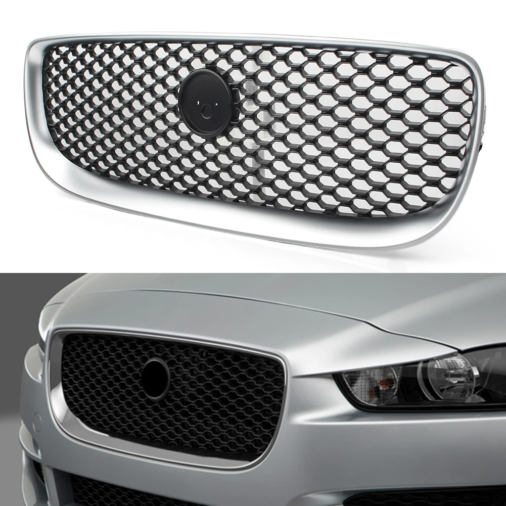 

Решетка для переднего бампера автомобиля, решетка верхней сетки для Jaguar XE 2015, 2016, 2017, 2018, серебристый, АБС-пластик, быстрая доставка