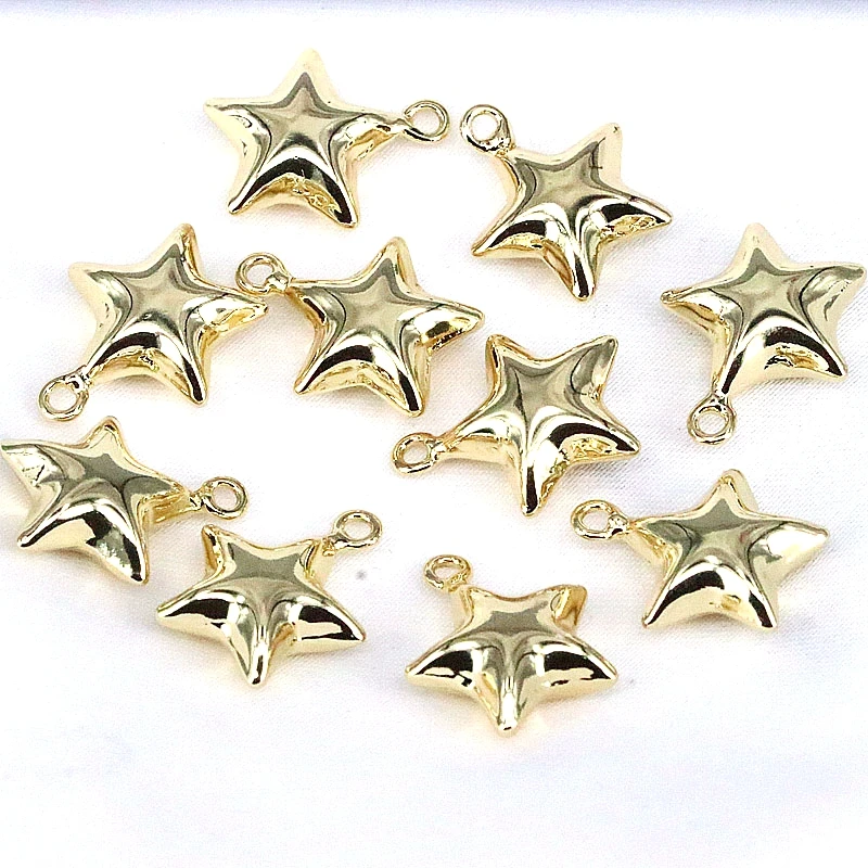 

30Pcs Fashion Charm Gold Plated Star Charm,Copper Simple Star Pendant Accessories For Jewelry Making