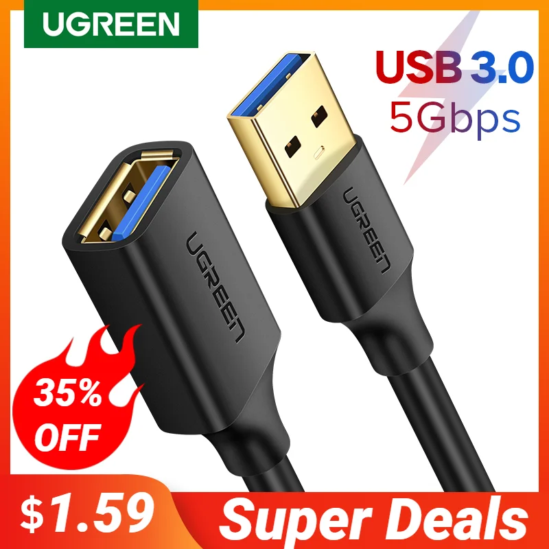 UGREEN USB Extension Cable USB 3.0 Cable for Smart Laptop PC TV Xbox One SSD USB 3.0 2.0 Extender Cord Mini Fast Speed Cable