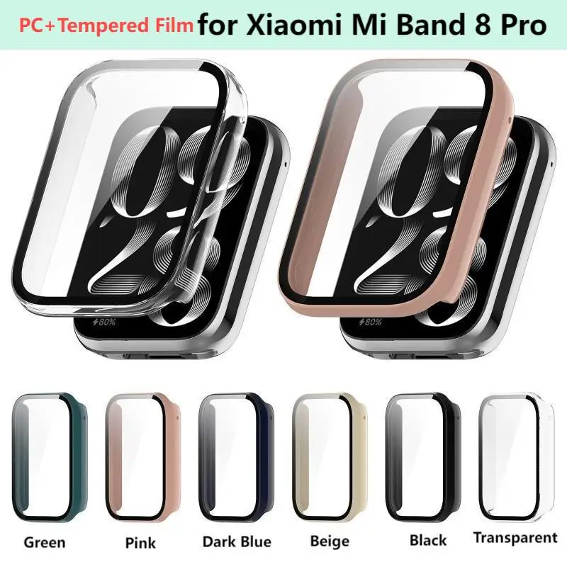 Фото ПК + чехол из закаленного стекла для Xiaomi Mi Band 8 Pro, ремешок для умных часов, защитная пленка для экрана Xiaomi Mi Band 8 Pro №1
