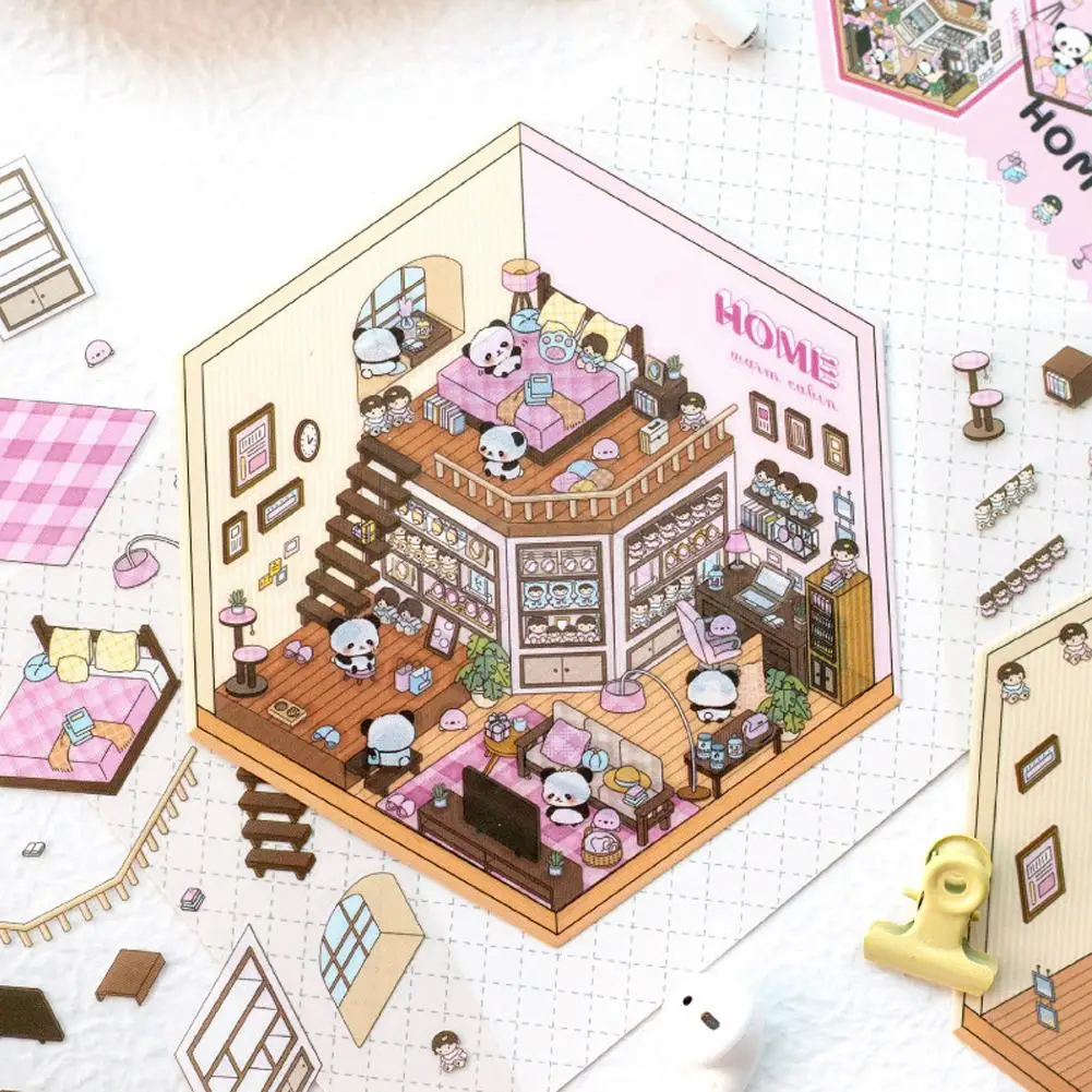 Мультяшные мини-сцены 3D пейзажные наклейки сделай сам имитация кабины