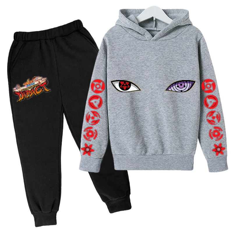 

Narutos Suit Kids Boys Clothing Sets Cartoon Kakashi Long Sleeve O-Neck Hoodies Tops with Pants Children Cotton Suit Hood