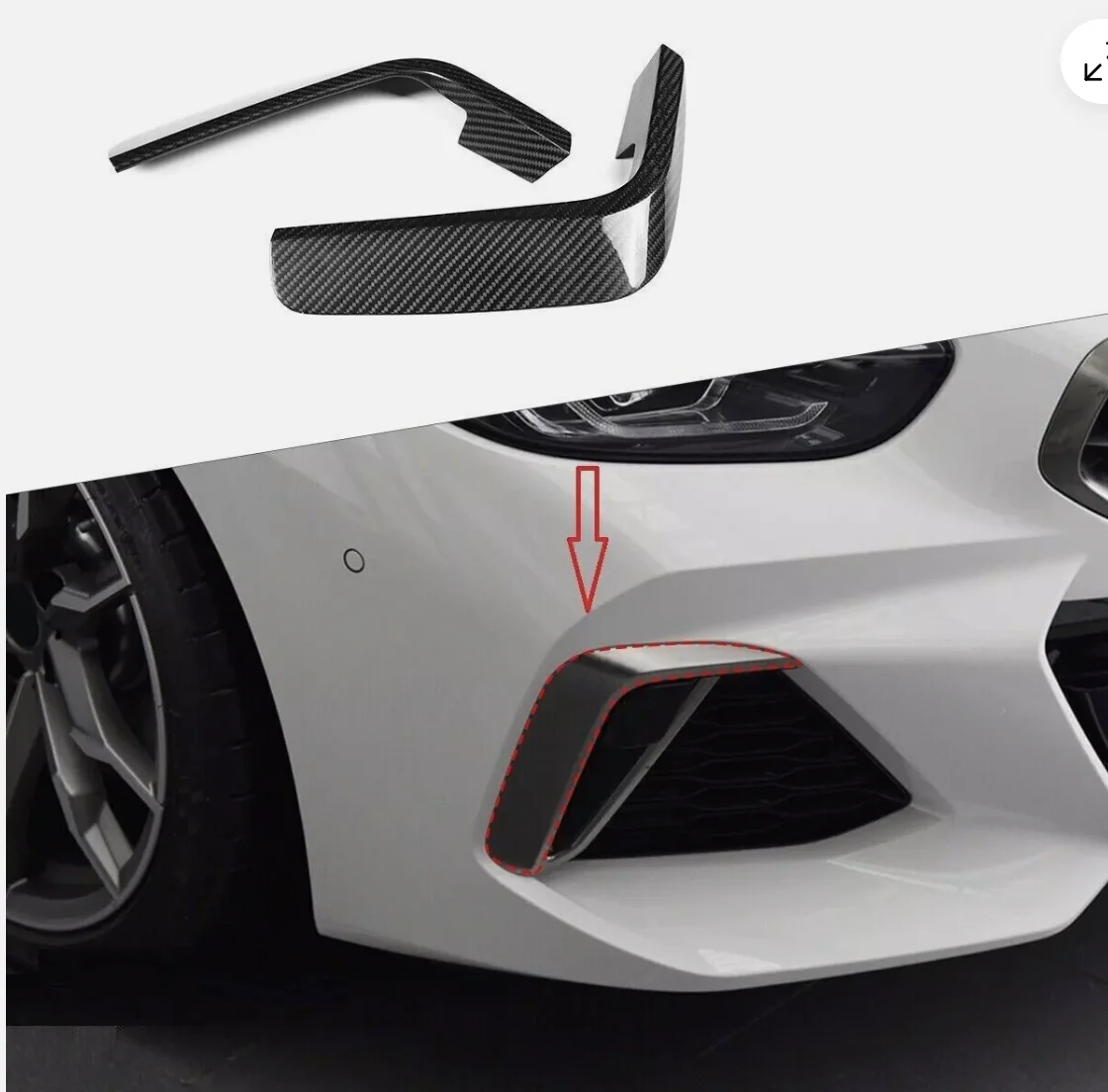 Накладка на передний бампер автомобиля из настоящего углеродного волокна