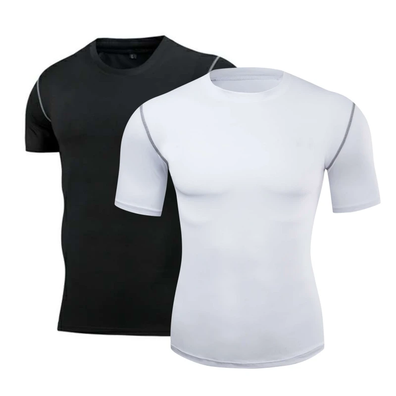 

Мужская компрессионная футболка для бега, облегающая быстросохнущая Спортивная футболка с коротким рукавом для фитнеса, тренировок, бега, ...