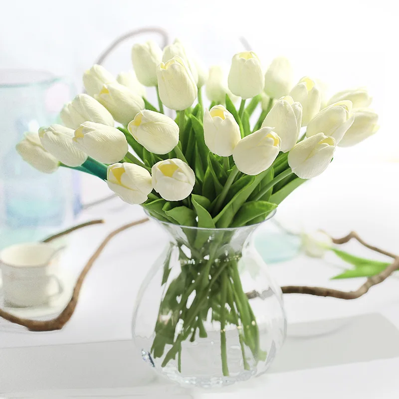 

1/5/10Pcs Tulip Artificial Flower White PU Real Touch for Home Decoration Fake Tulips Latex Flowers Bouquet Wedding Garden Decor