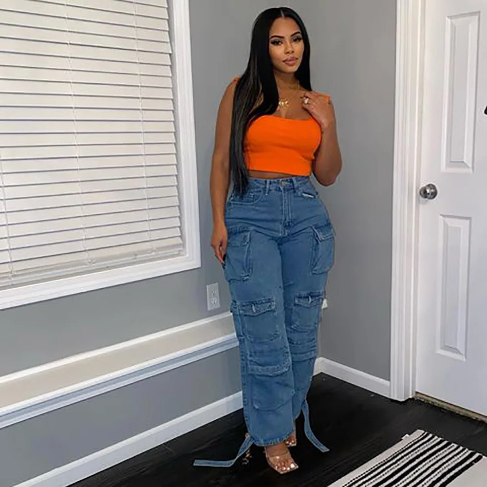 Women's Jeans Fashion Viral Trends Multi-pocket Overalls Plus Size African for Women